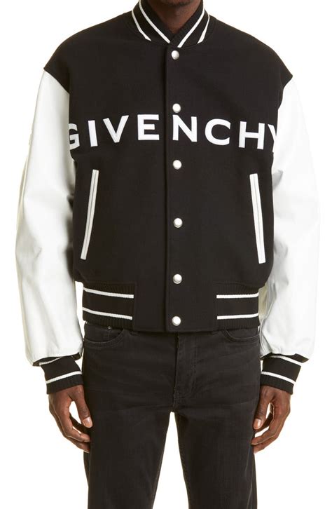 givenchy givenchy black varsity wool jacket|givenchy cropped varsity jacket.